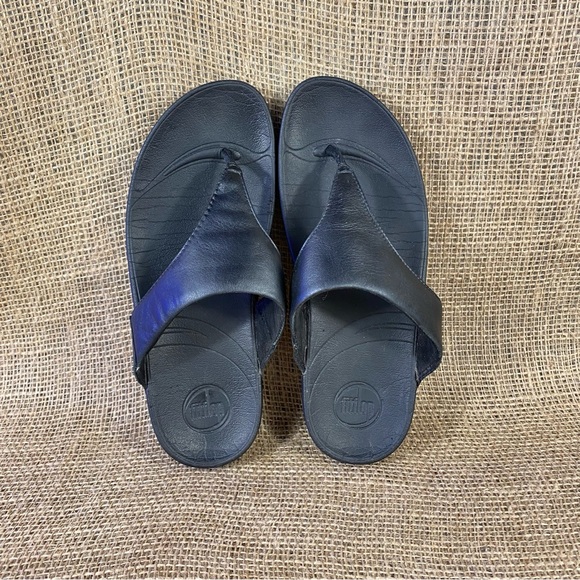 FitFlop Clog Sandals Slides Black Wedge Thong Size 8 - Picture 8 of 10